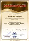 Сертификат за участие во Всероссийском конкурсе: "Умелые ручки".